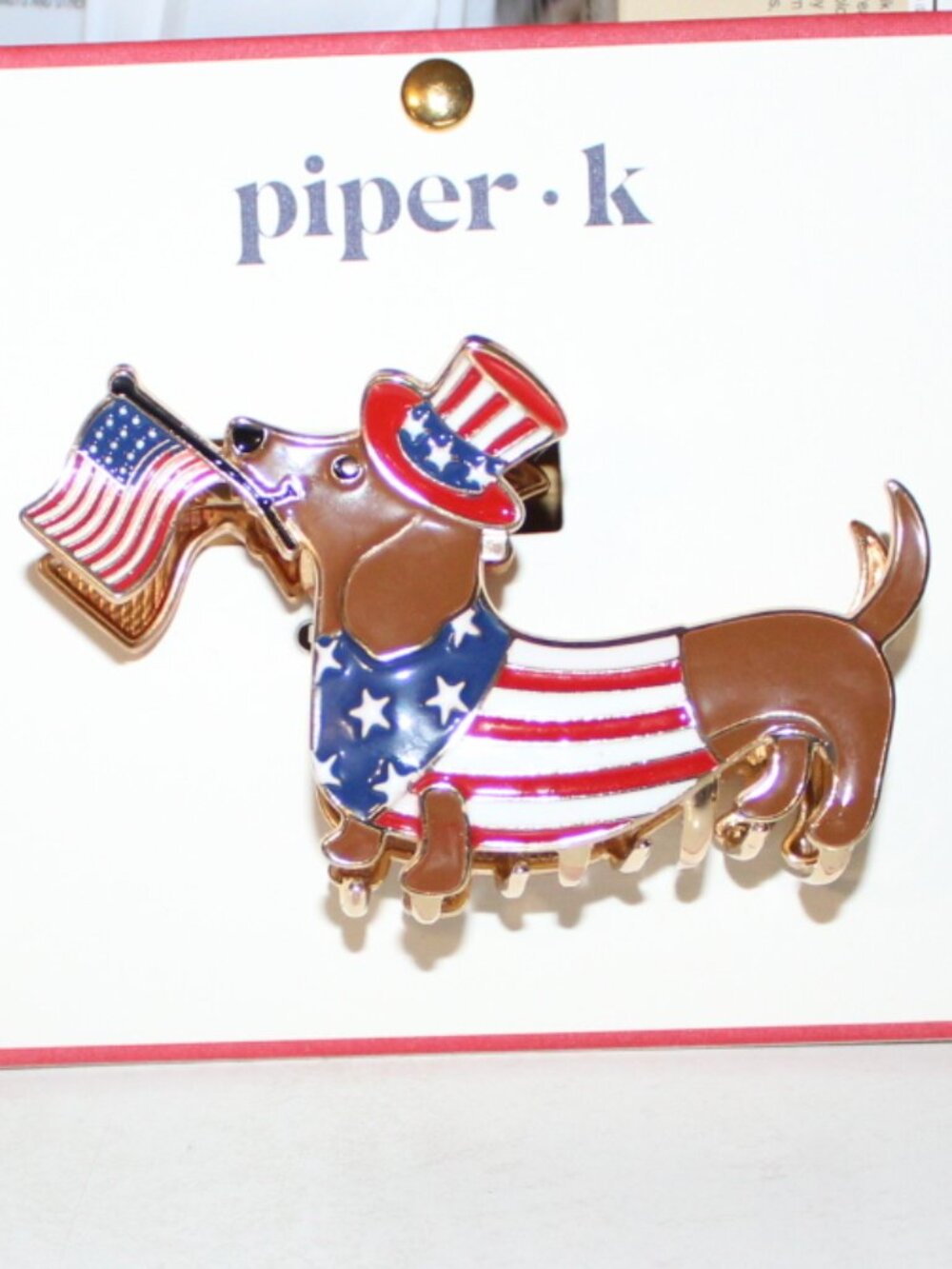 NWT Pipper K Dachshund enamel claw hair clip. DARLING!!